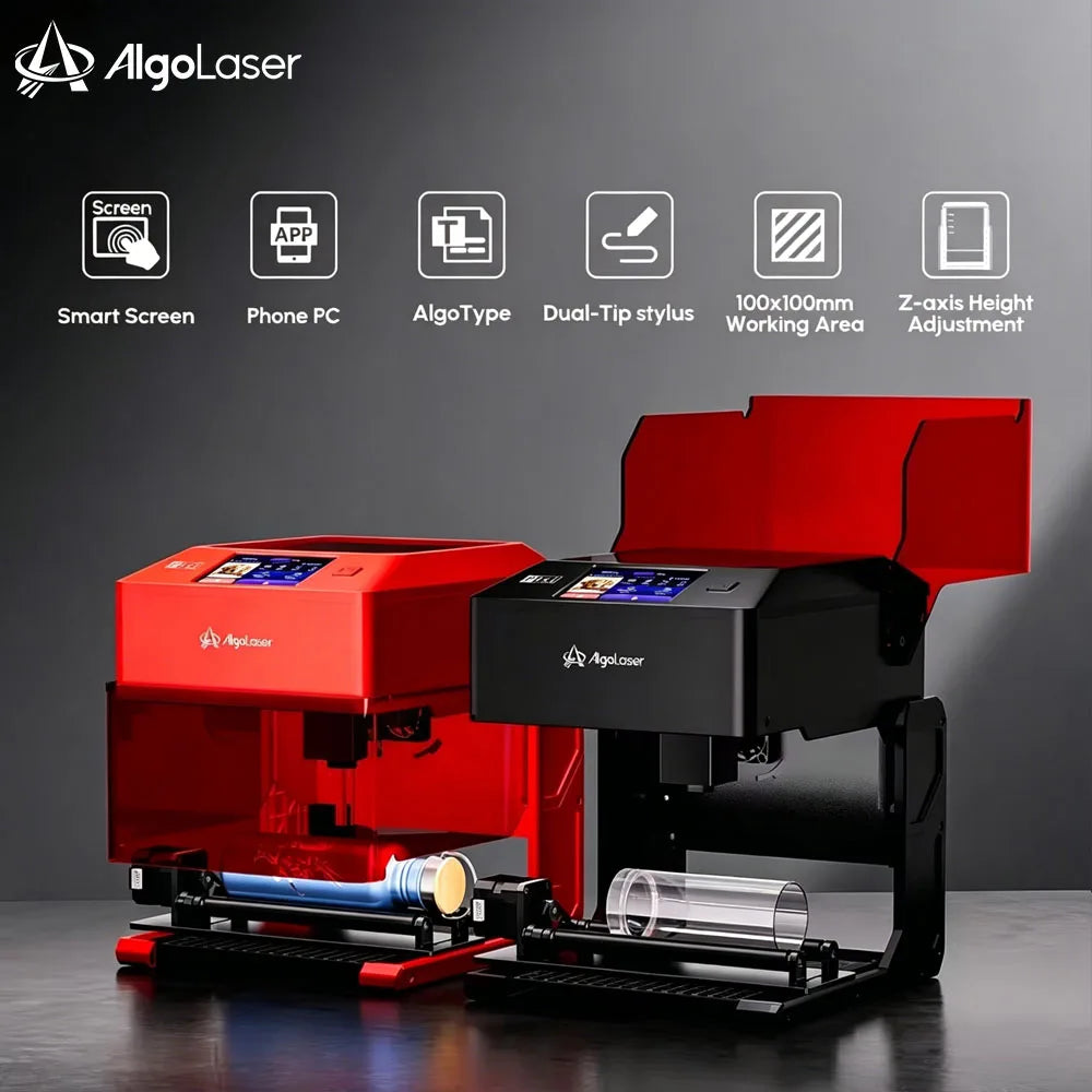 AlgoLaser Leather Coated Metal Glass Wood Mini Laser Engraving Kit Glass Etching Machine with Rotary Portable Woodworking Engraving Machine with Rotary Roller High Precision Engraver Cutter for DIY Hobby Craft Watt Desktop Do