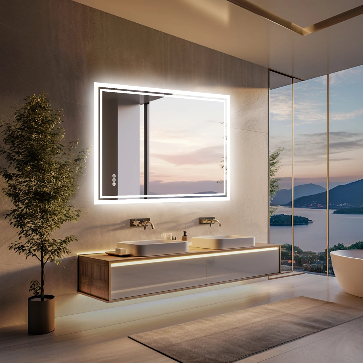 Wisfor Anti Fog Led Bathroom Vanity Mirror With Dimmable Lights