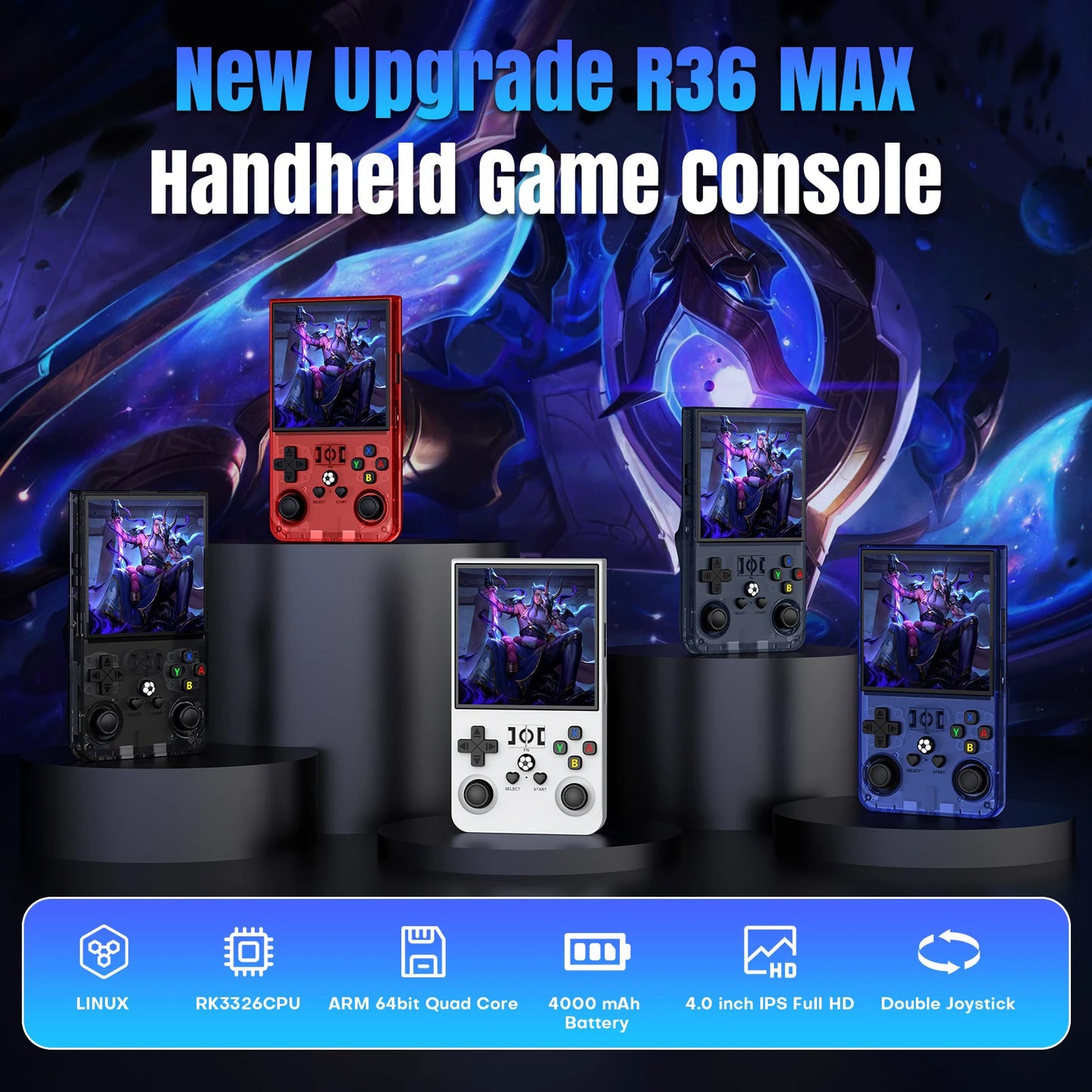 R36MAX Retro Handheld Game Console RK3326 CPU Linux System 4 Inch IPS Screen R36MAX Portable Pocket Video Game Player Boy Gifts