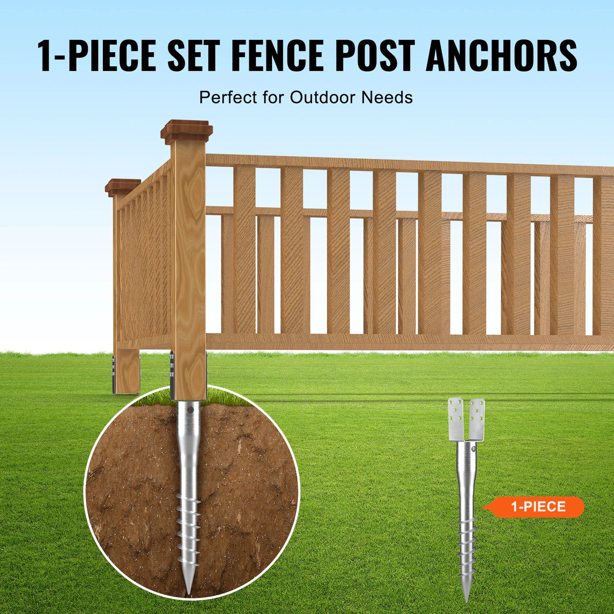 Heavy Duty Steel Ground Anchor Screw Post Stake With Clamp