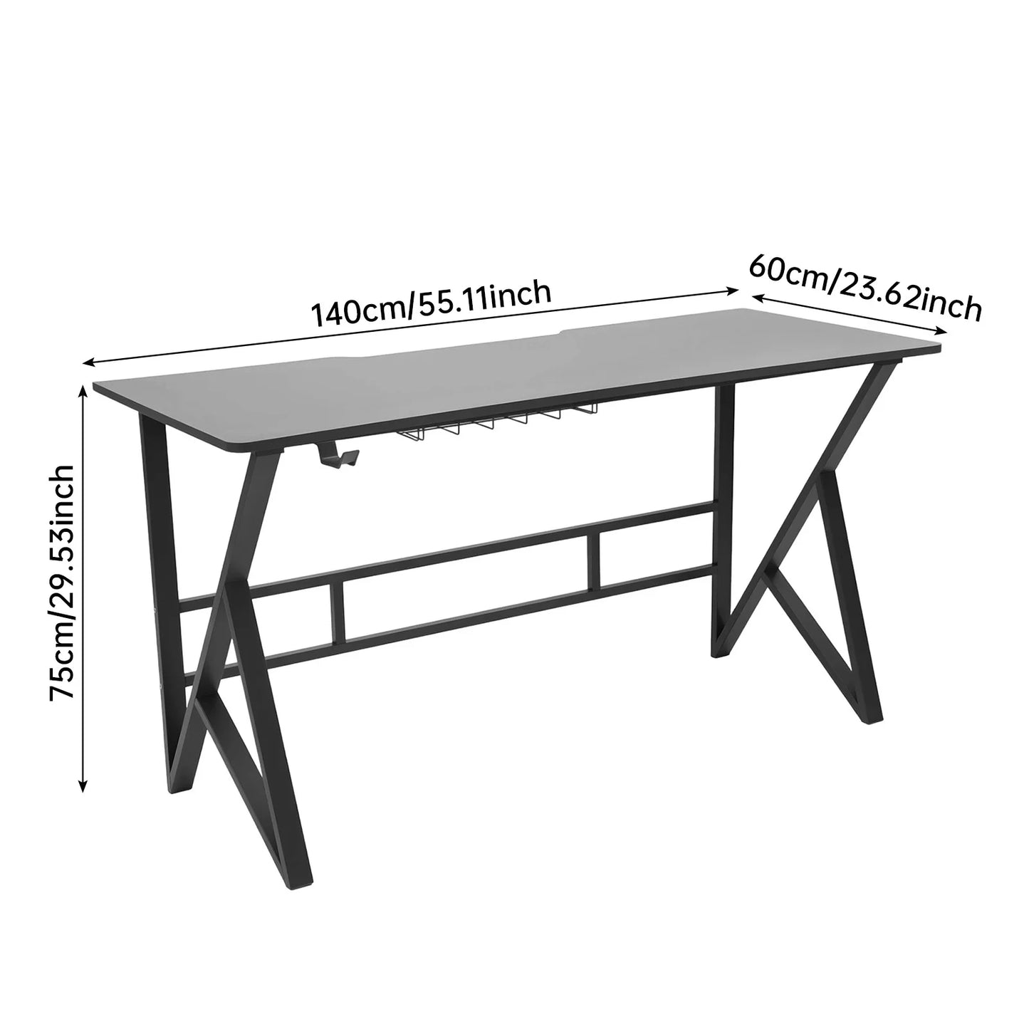 120x60cm/140x60cm K-shaped legs Computer Desk Home Office Writing Desk Ergonomic Student Writing Desk Gaming Desk 110 lbs Load-bearing