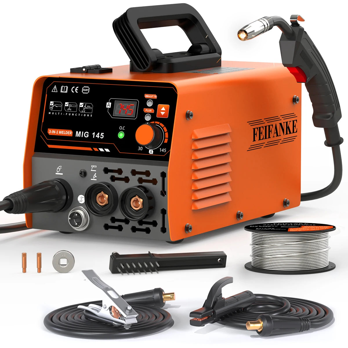 145A Flux Core MIG Welder110V Gasless Flux Core/Lift TIG/Stick 3 in 1 Portable Mini Welding Machine for Beginner