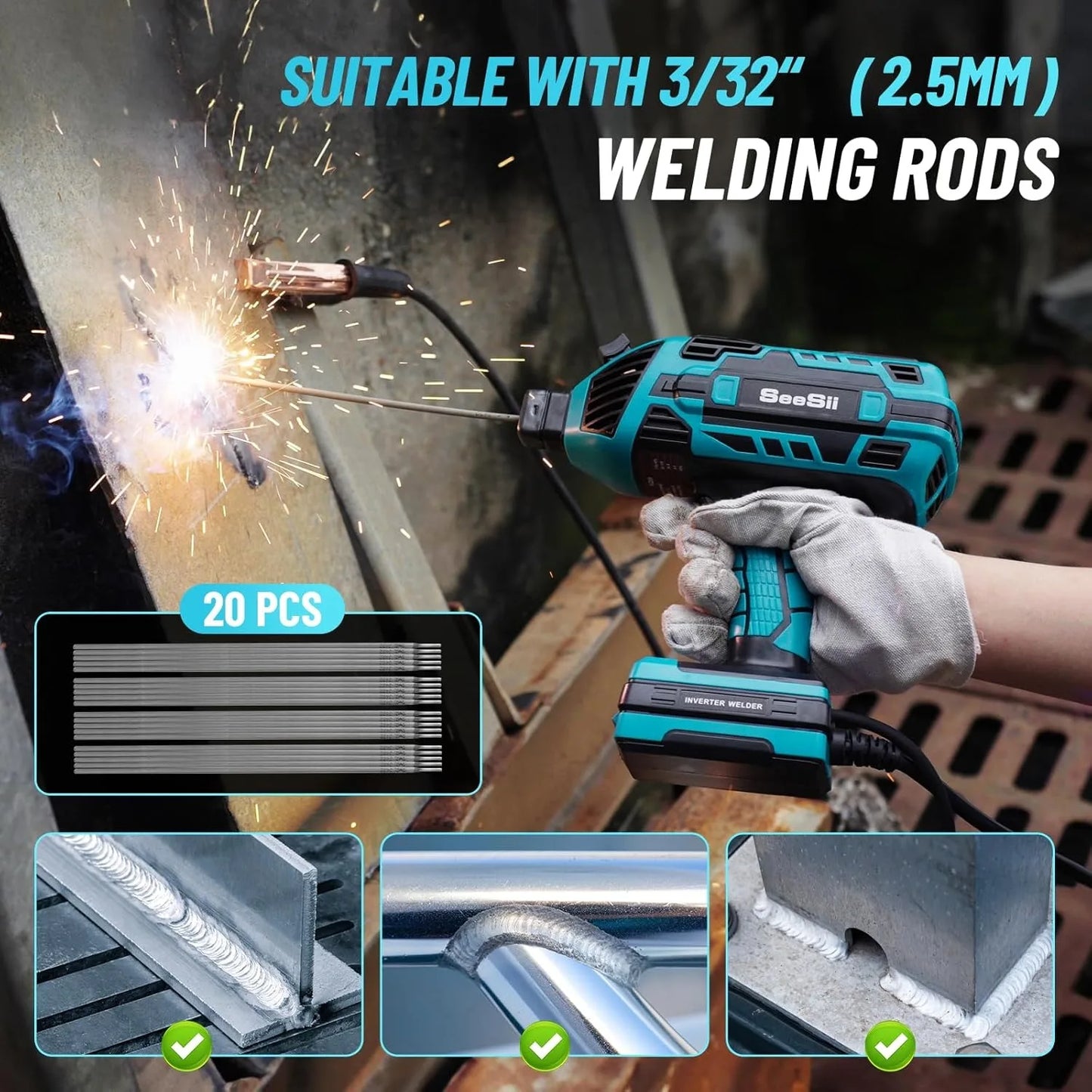 SEESII Electric Welding Machine Handheld Welder Tool Digital Arc Welding Machine 120A Portable Household Weld Equipment
