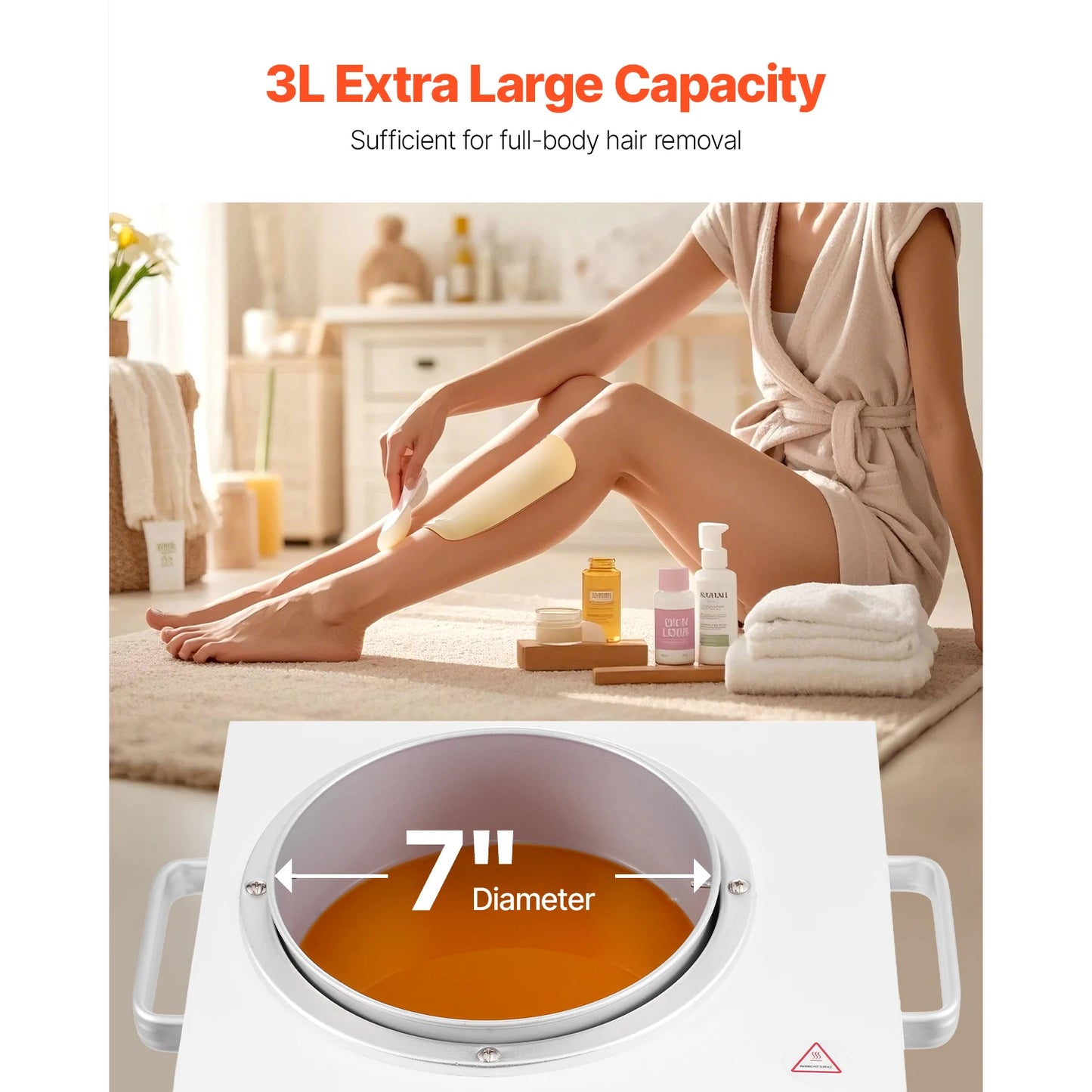 SucceBuy Single Wax Warmer 3000ML 300W Professional Wax Warmer Adjustable Electric Waxing Heater Pot for Home Use Beauty Salon