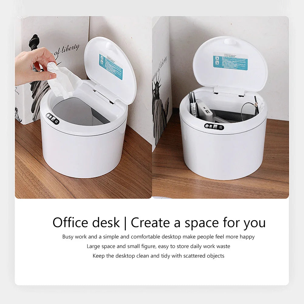 Electric Sensor Smart Trash Can 3L Automatic Desktop Storage Bucket Removable Clean Accessories for Home Office