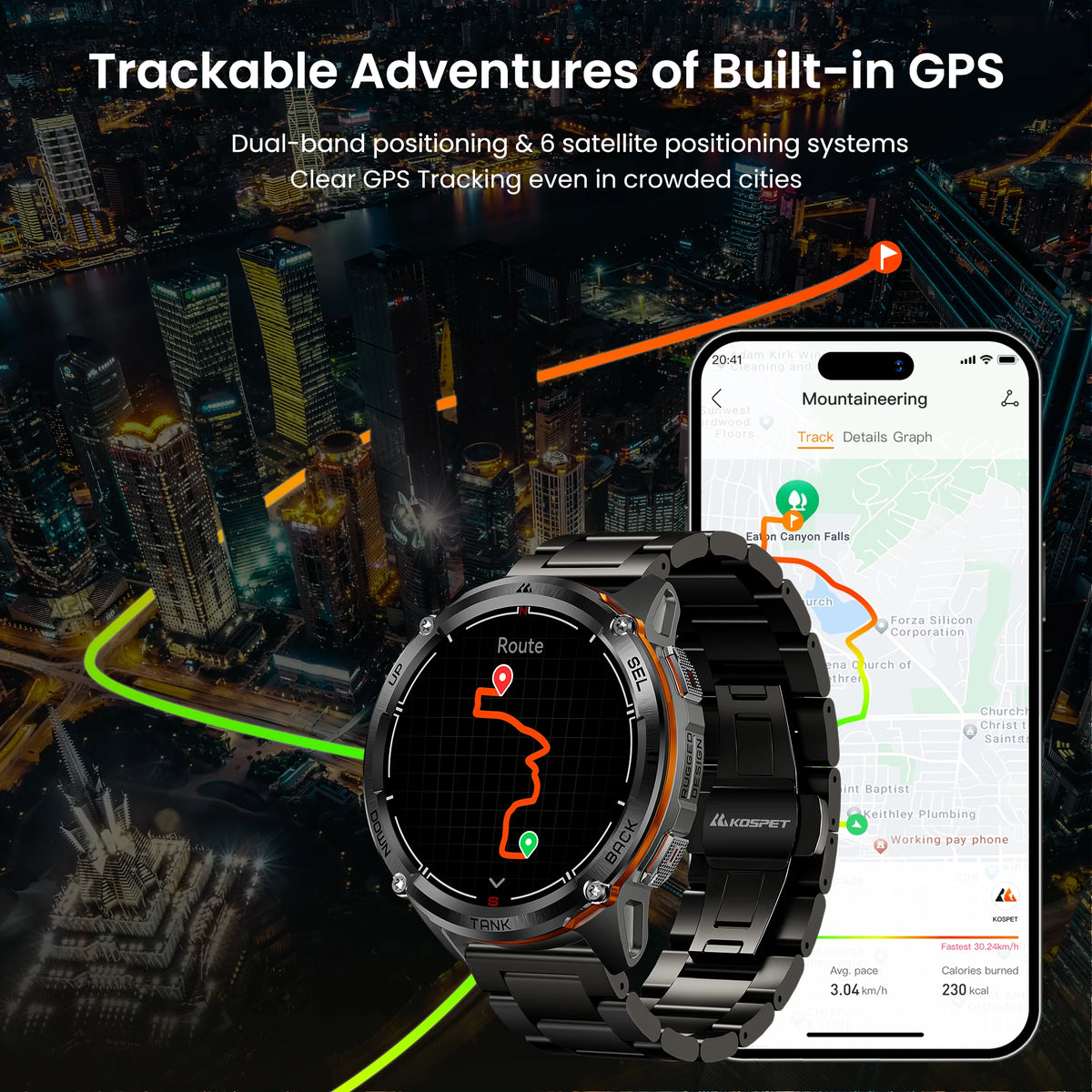 Kospet T3 Ultra GPS Smart Watch For Men With Altimeter