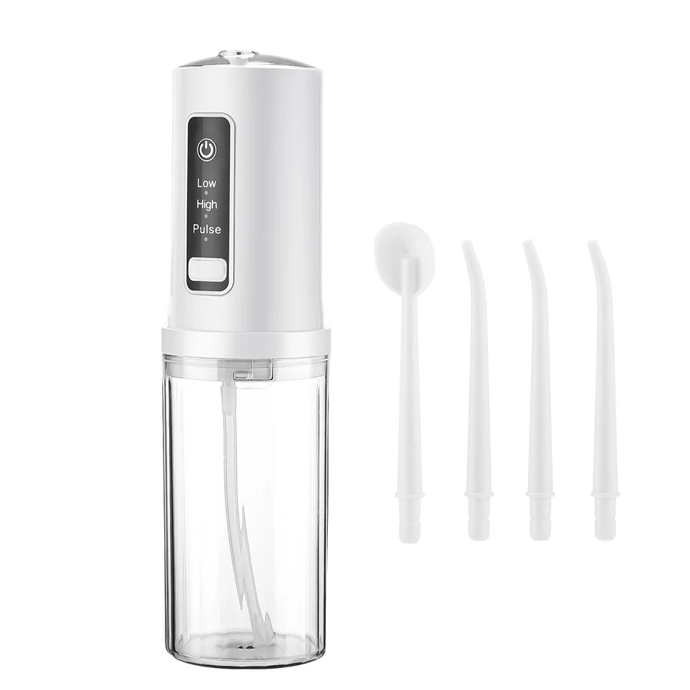 Portable Rechargeable Oral Irrigator with 4 Nozzles, 3 Modes (Low/High/Pulse), 230ml Water Tank, IPX7 Waterproof, USB Charging, 1800 Pulses/Min, 60-120PSI, for Teeth Cleaning, Gum Care, Travel & Home Use