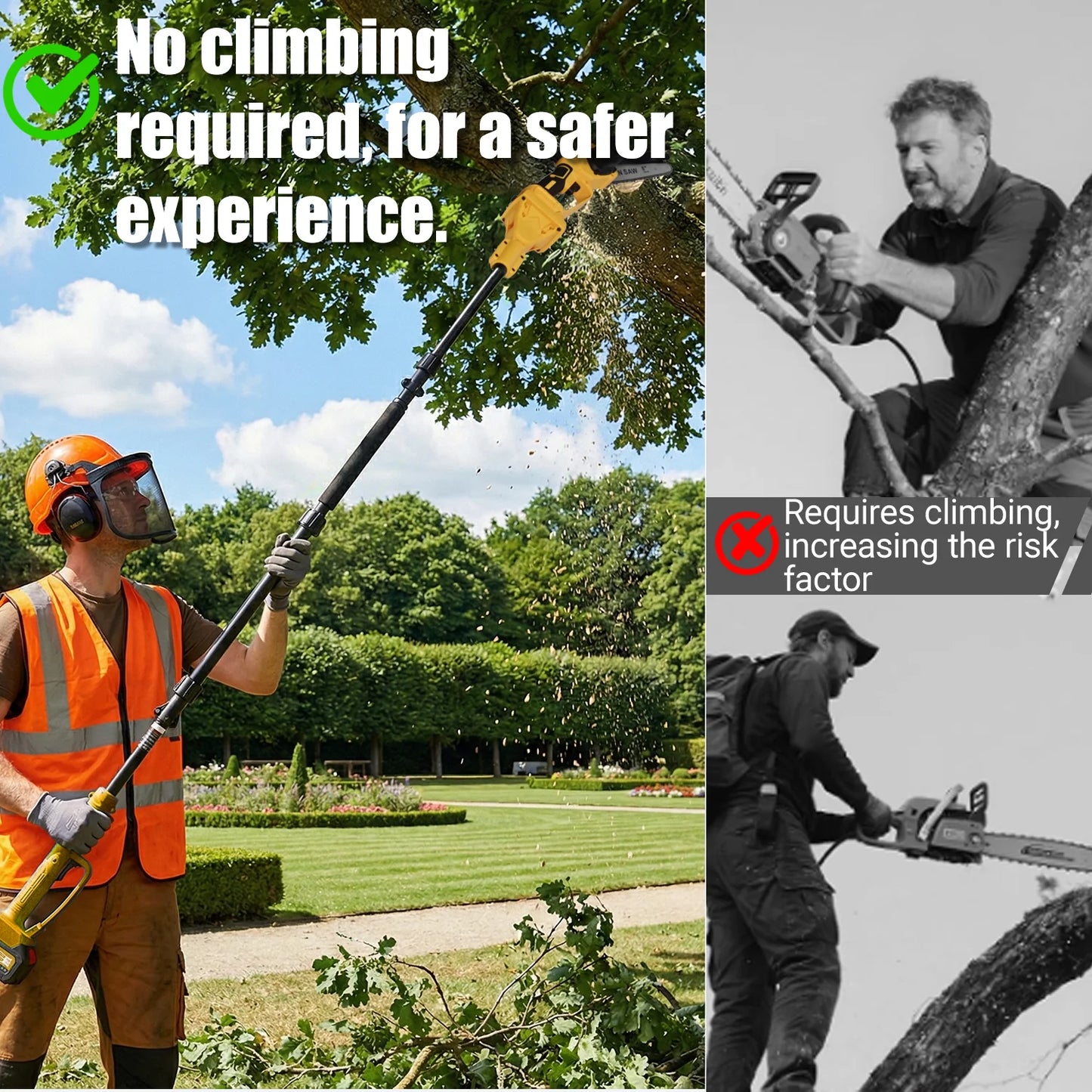 2-in-1 Electric Pole Saws, 6"&8"Cordless Power Saw with Extension Pole, Two 21V 3.0Ah Batteries for Wood Cutting/Tree Trimming