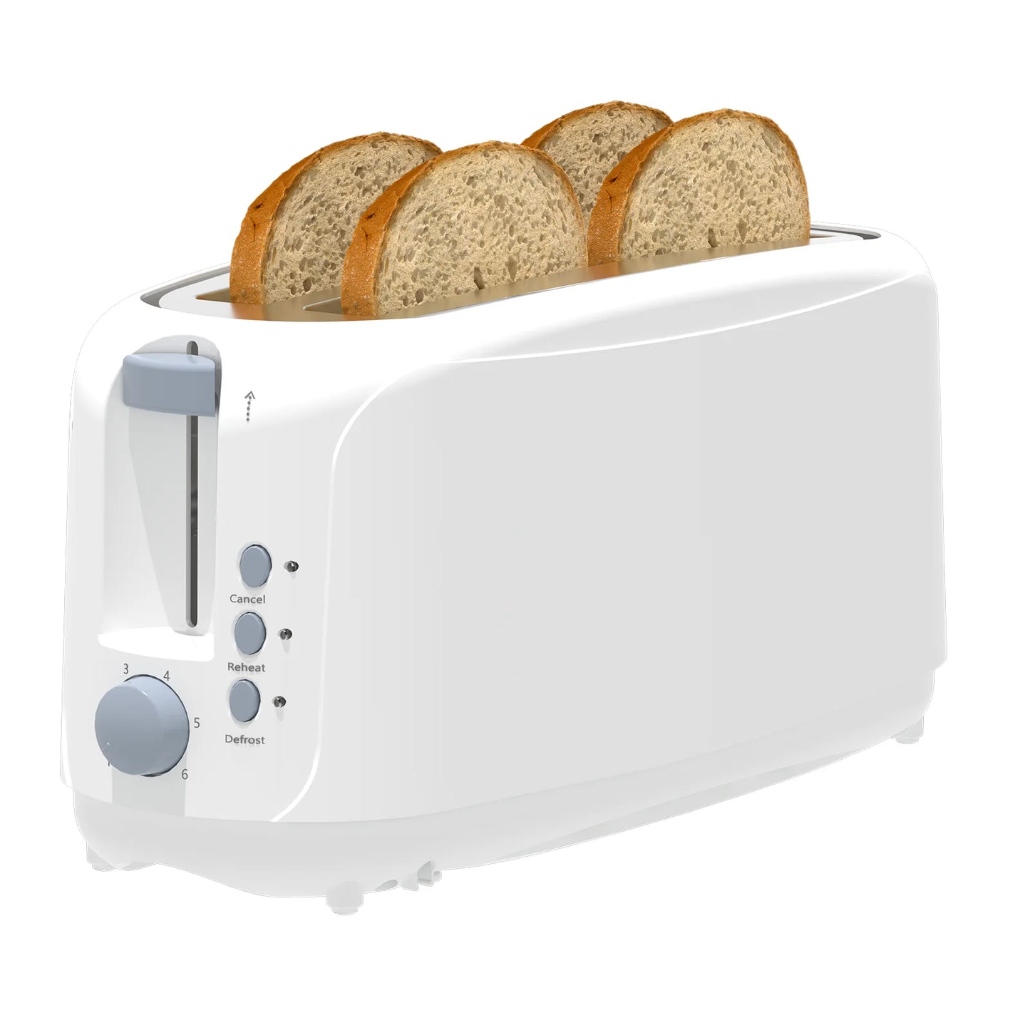 4 Slice Extra Long Slot Toaster with 6 Browning Levels & Defrost/Reheat Functions