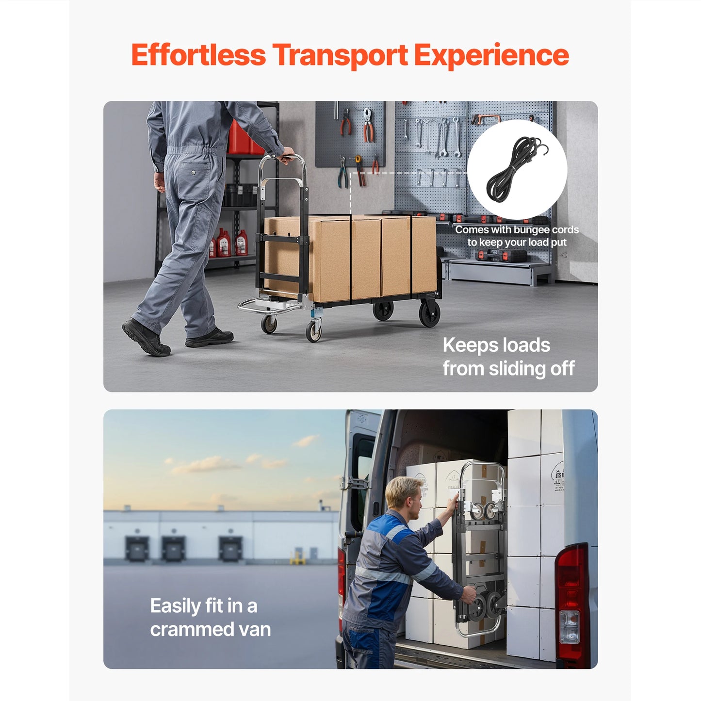 SucceBuy 2 in 1 Folding Hand Truck 500lb Load Capacity for 4-Wheel Mode Convertible Hand Truck Dolly with Wheels for Moving Home
