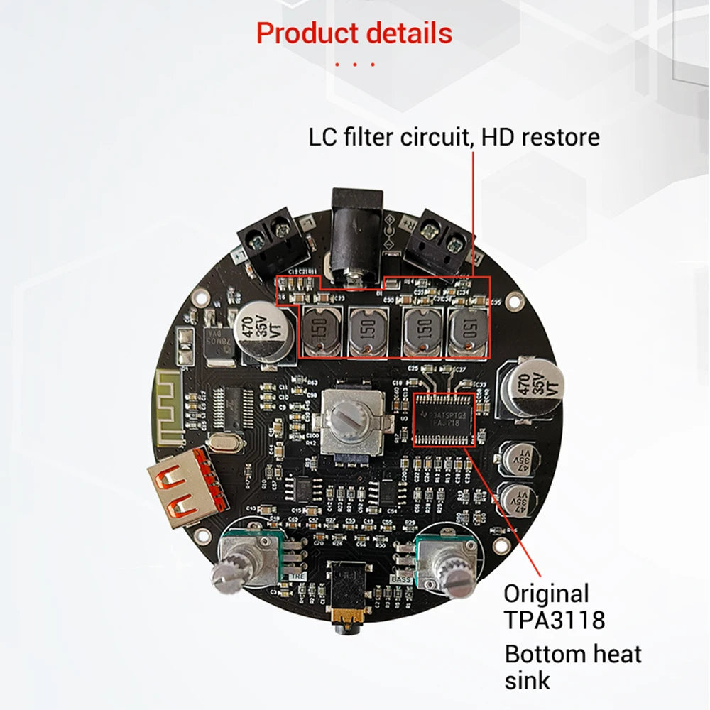 ZK-R302 cool volume indicator bluetooth audio power amplifier board module TPA3118 high and low bass adjustment 30WX2