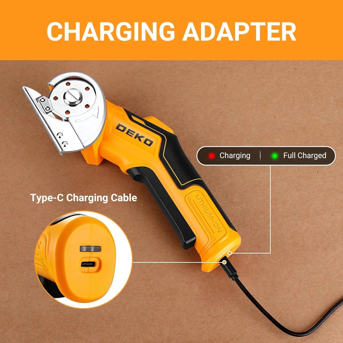 DEKOPRO Professional 3.7 V Electric Sewing Scissors – Multifunctional Electric Scissors – Powerful Cardboard Cutter for Fabric,