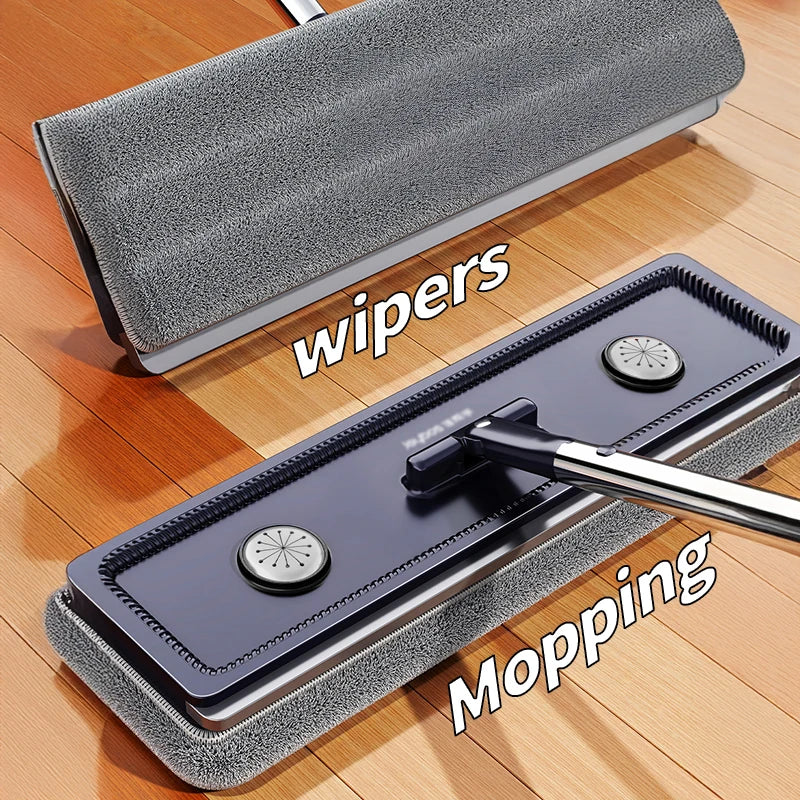 Joybos Space-Saving Slim Mop Bucket Set (Only 5.3" Wide), Self-Wringing Flat Mop with Built-in Hair Scraper & Anti-Tipping Suction Base, Includes 2 Washable Pads