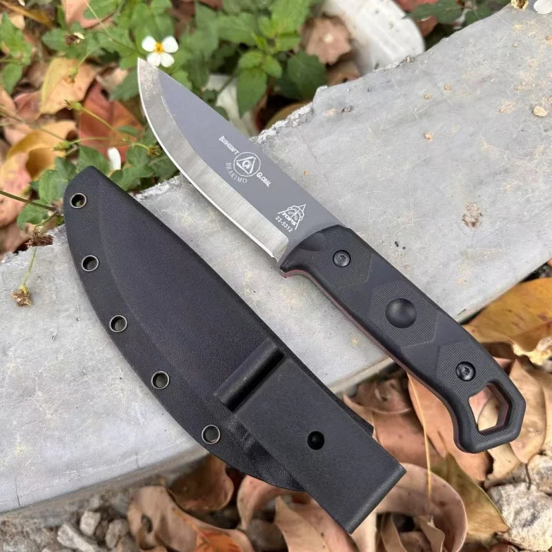 Outdoor Straight Knife D2 Steel Blade Camping Wilderness Tactical Hunting Knife EDC Pocket Knife Clearing Obstacle Knife