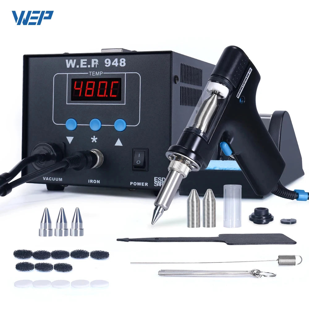 WEP 948D-III 2-IN-1 ESD Safe Desoldering Station With Fast-Heating Desoldering Gun And Soldering Iron High Power WEP 948 Station