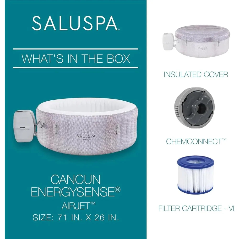 SaluSpa Portable Inflatable Hot Tub Featuring 120 Relaxing Airjet Bubbles