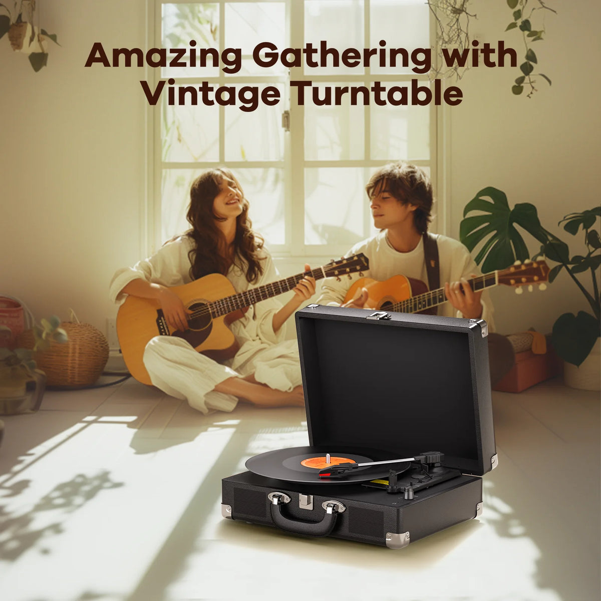 Maio 3-Speed Record Player With Built-in Stereo Speakers