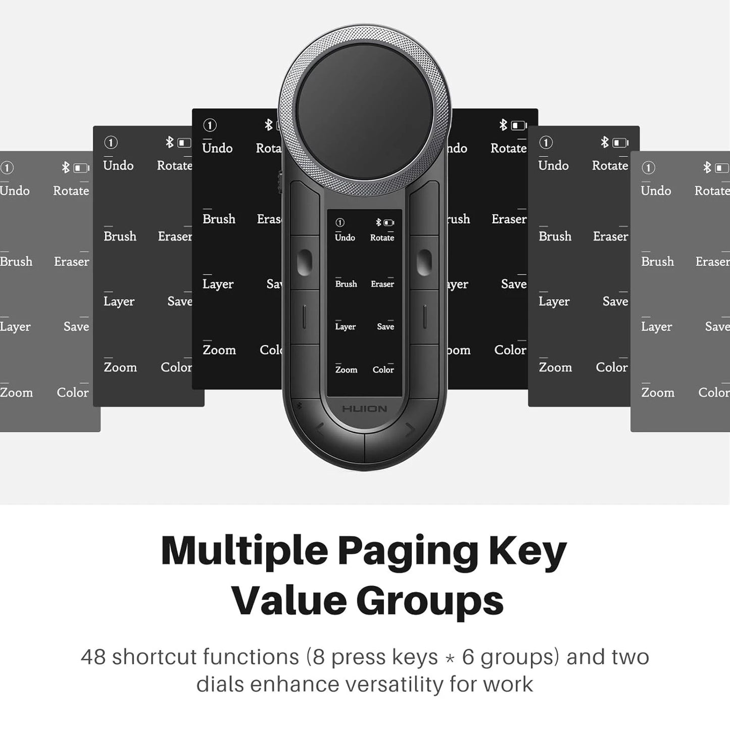 Huion Mini Keyboard Keydial Remote K40 with Dual-channel Bluetooth Wireless Dual-dial Controller 8 Programmable Keys OLED Screen