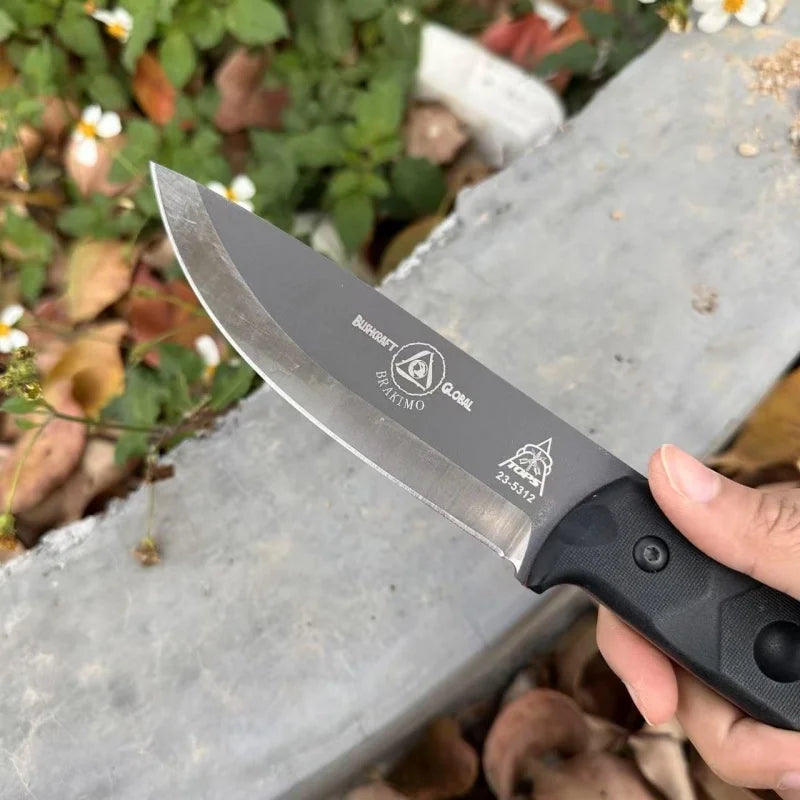 Outdoor Straight Knife D2 Steel Blade Camping Wilderness Tactical Hunting Knife EDC Pocket Knife Clearing Obstacle Knife