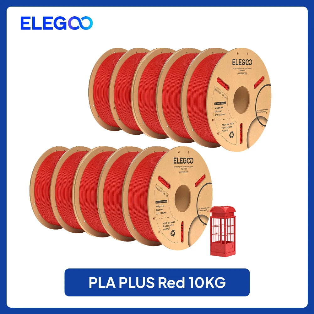 ELEGOO 4KG/5KG/10KG PLA+ Filament 1.75mm 3D PLA for FDM Printer