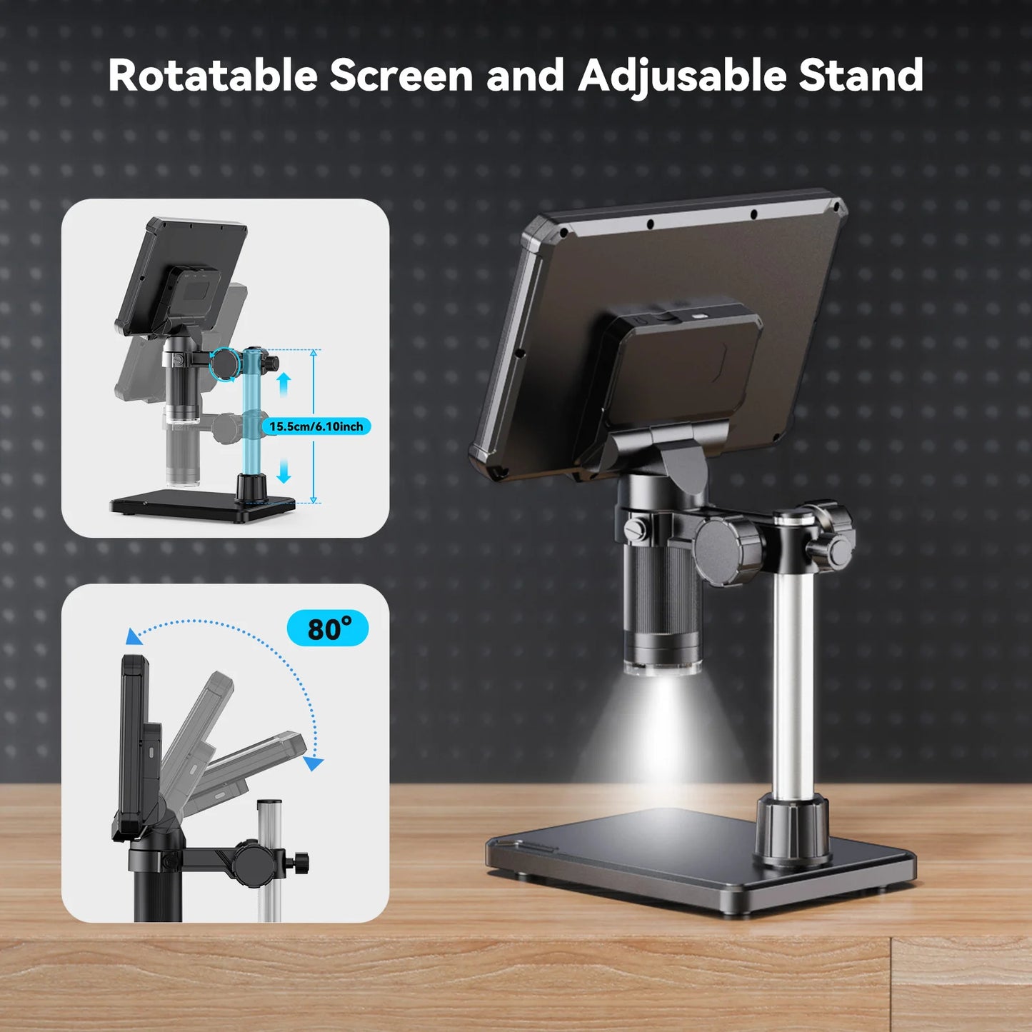 7inch Microscope 1200X 16MP HD Electronic Microscopes Camera Magnifier for Soldering Phone Repair Microscope, Coin, PCB, PC View