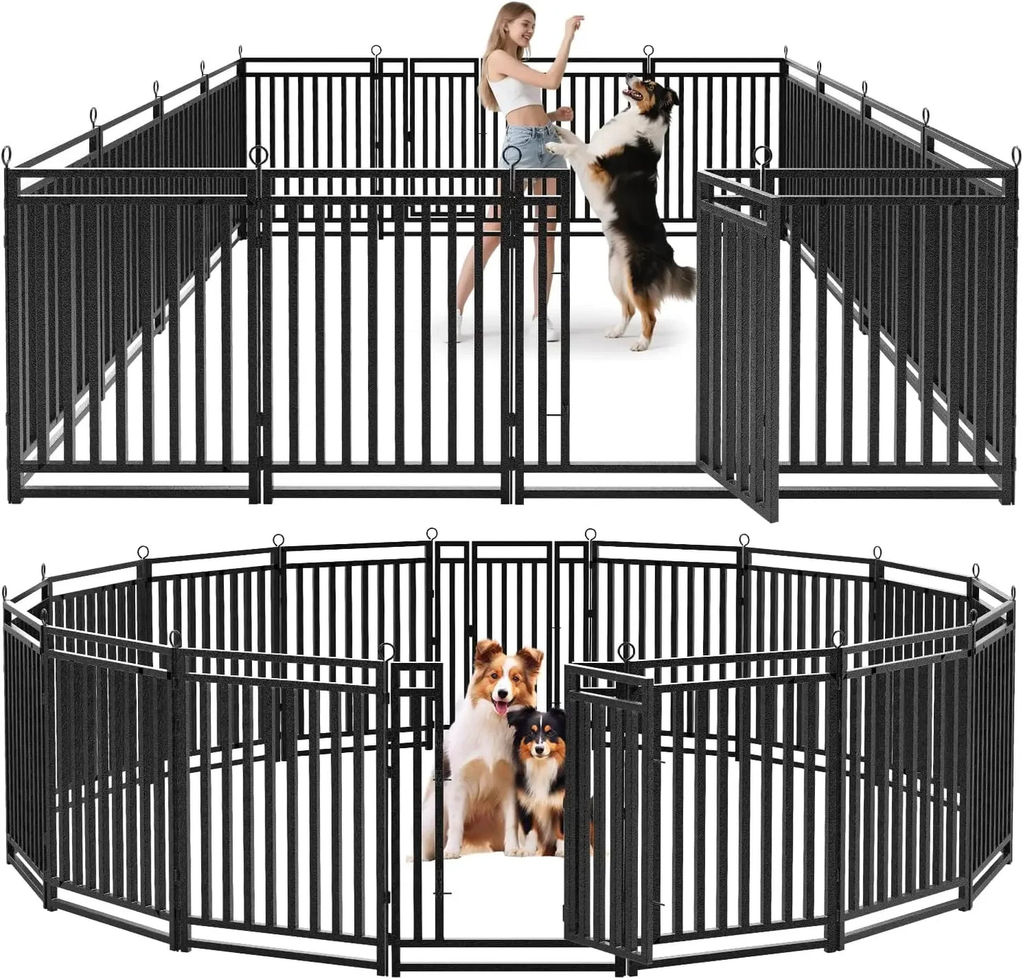 Dog Fence Outdoor Indoor, 40" Inch Height 16 Panels Dog Playpen for Large/Medium/Small Dogs Metal Dog Pen for Yard Camping and R