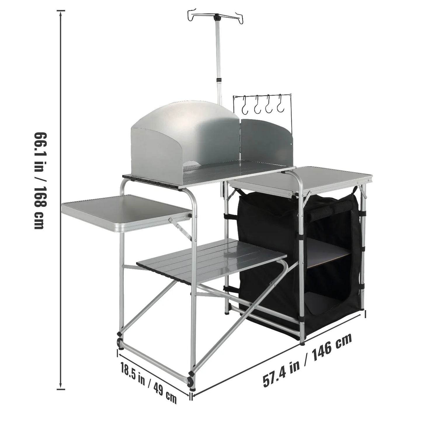 SucceBuy Camping Outdoor Kitchen Table Cabinet Foldable Folding Cooking Storage Rack X-Shaped Aluminum Alloy Bracket for BBQ